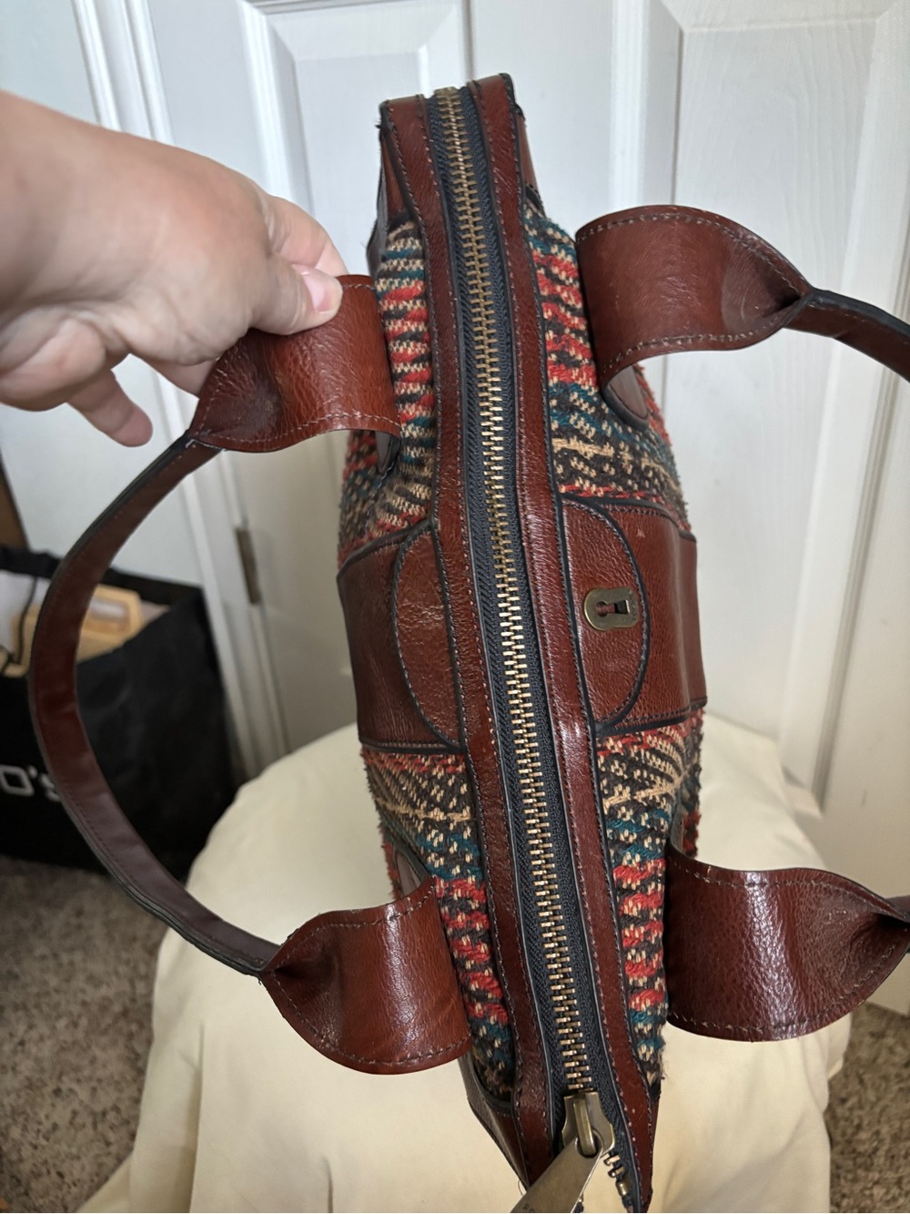 Fossil Large Canvas and Leather Satchel - Picture 13 of 14